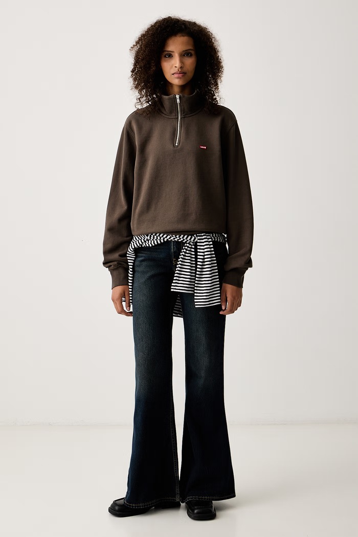 Levi's Μπλούζα βαμβακερή LSE_ORIGINAL HM 1/4 ZIP 001B9 καφέ SS26