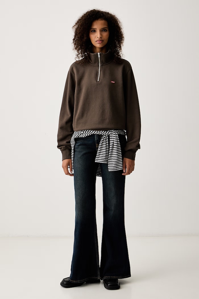 Levi's Pulover bombažen LSE_ORIGINAL HM 1/4 ZIP 001B9 rjava SS26
