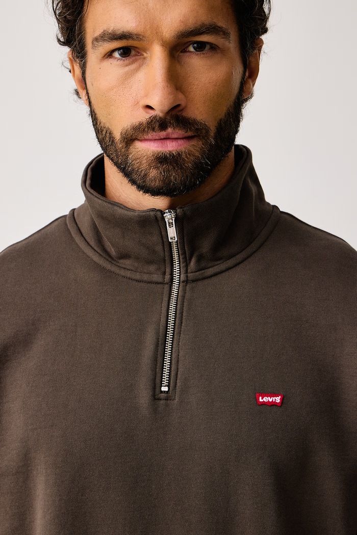 Mikina bavlnená LSE_ORIGINAL HM 1/4 ZIP Levi's 001B9 hnedá