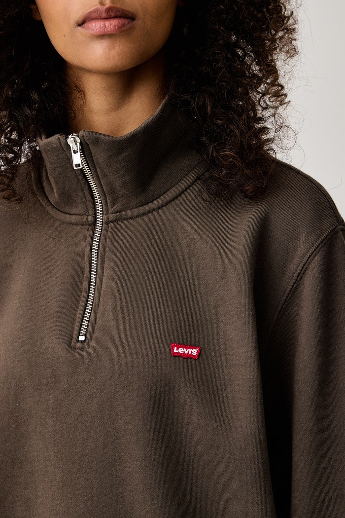 Μπλούζα βαμβακερή LSE_ORIGINAL HM 1/4 ZIP Levi's 001B9 καφέ