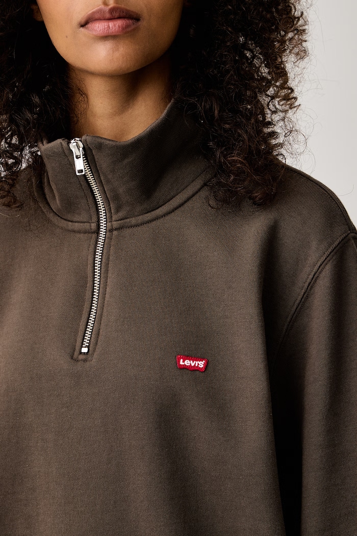 Mikina bavlněná LSE_ORIGINAL HM 1/4 ZIP Levi's 001B9 hnědá