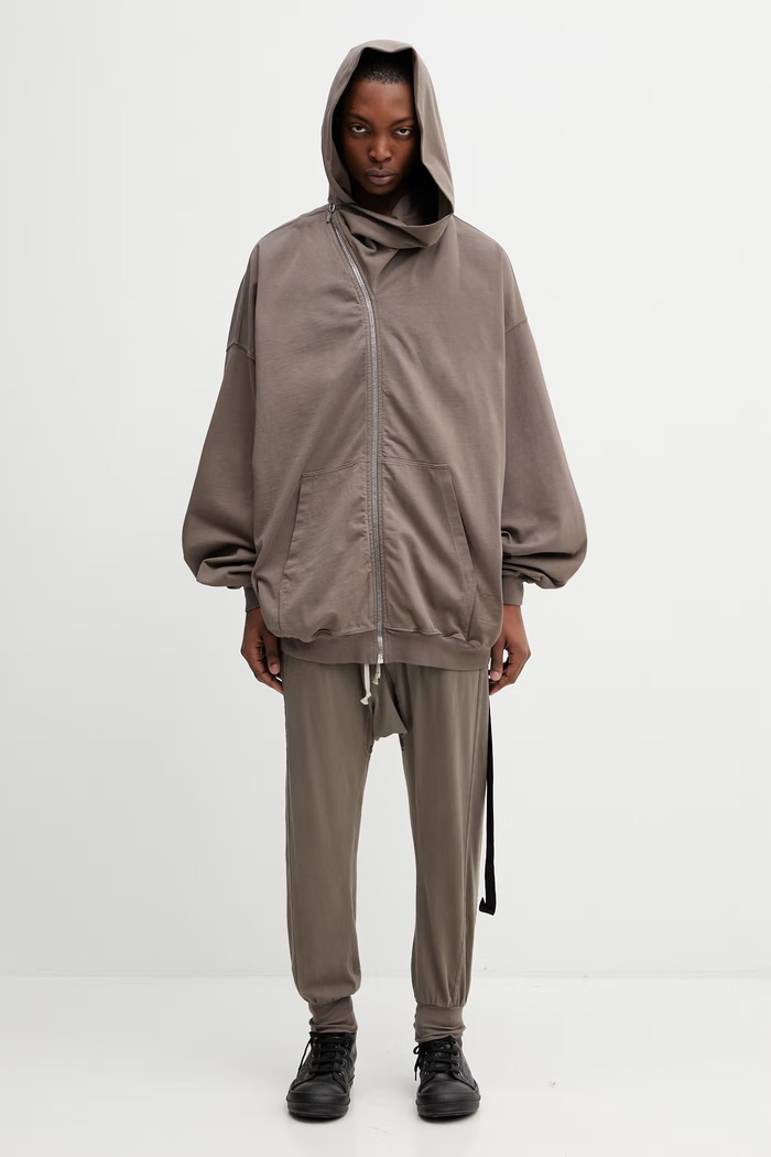 Rick Owens DRKSHDW Mountain Hun Men's cotton zip-up hoodie DU01F4278.RIGP brown