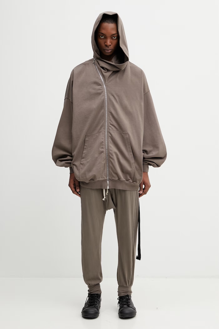 Rick Owens DRKSHDW Mountain Hun Men's cotton zip-up hoodie DU01F4278.RIGP brown