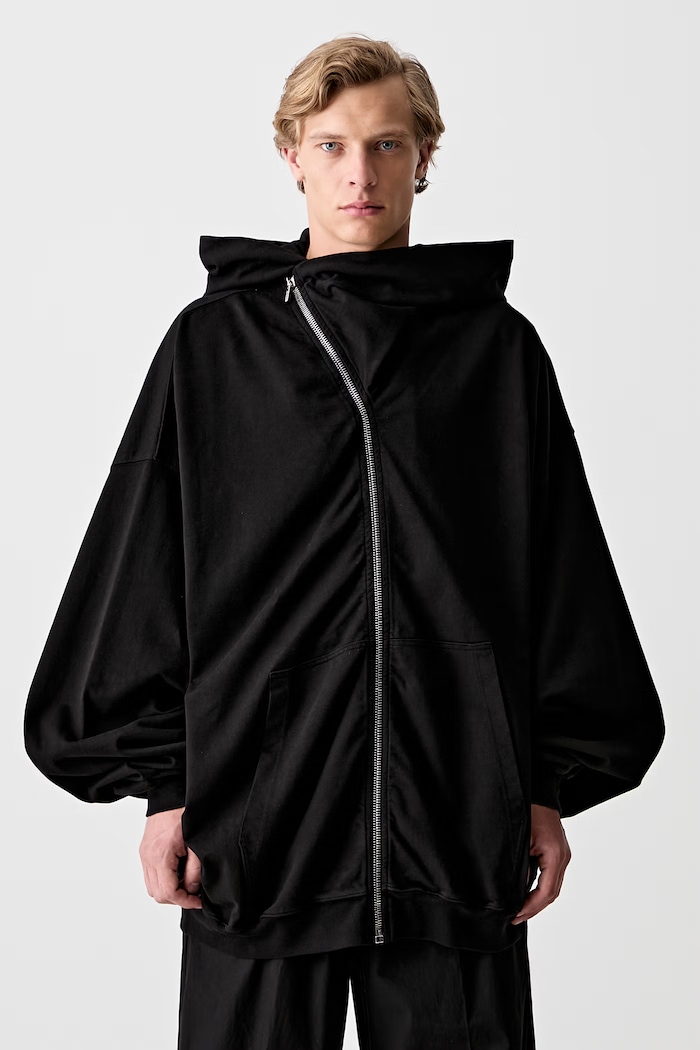 Rick Owens DRKSHDW Mountain Hun bluza rozpinana z kapturem bawełniana męska czarny DU01F4278.RIGP