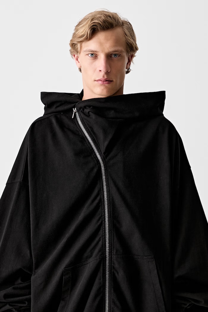 Rick Owens DRKSHDW Mountain Hun bluza rozpinana z kapturem bawełniana męska DU01F4278.RIGP czarny