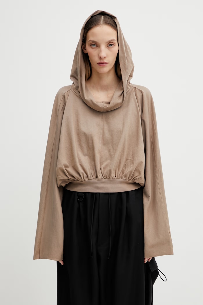 Rick Owens DRKSHDW hanorac de bumbac cu gluga bej DS01F4218.RN