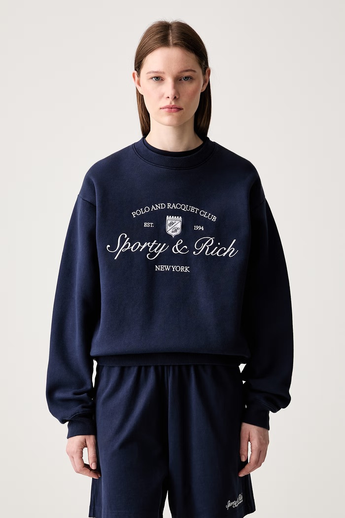 Sporty & Rich Syracuse mikina bavlnená ST09875412BL106 tmavomodrá SS26