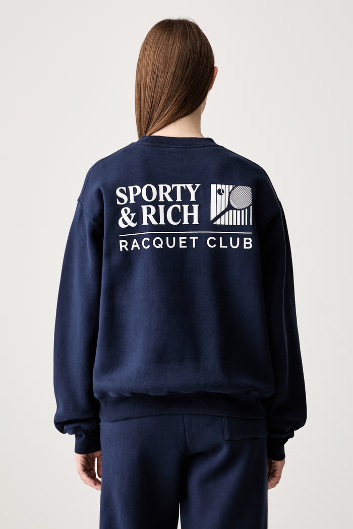 Sporty & Rich Promo mikina bavlnená ST09875431BL106 tmavomodrá SS26