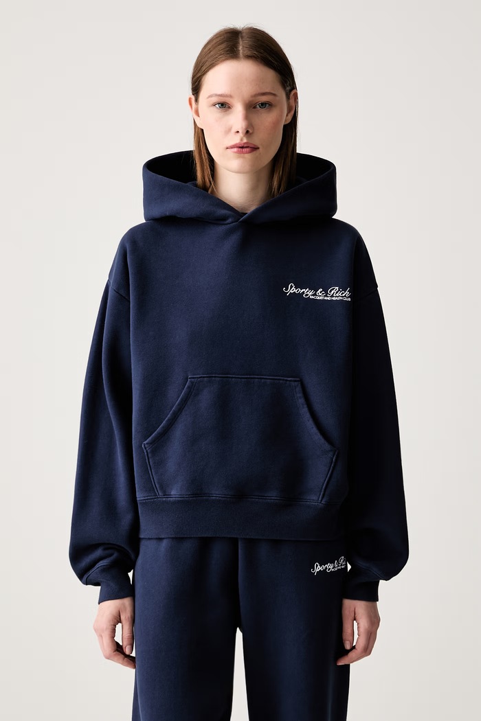 Sporty & Rich Syracuse oversize mikina bavlnená STO9575325BL106 tmavomodrá SS26