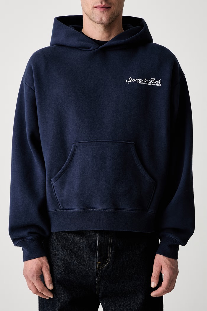 Sporty & Rich Syracuse bluza oversize bawełniana granatowy STO9575325BL106