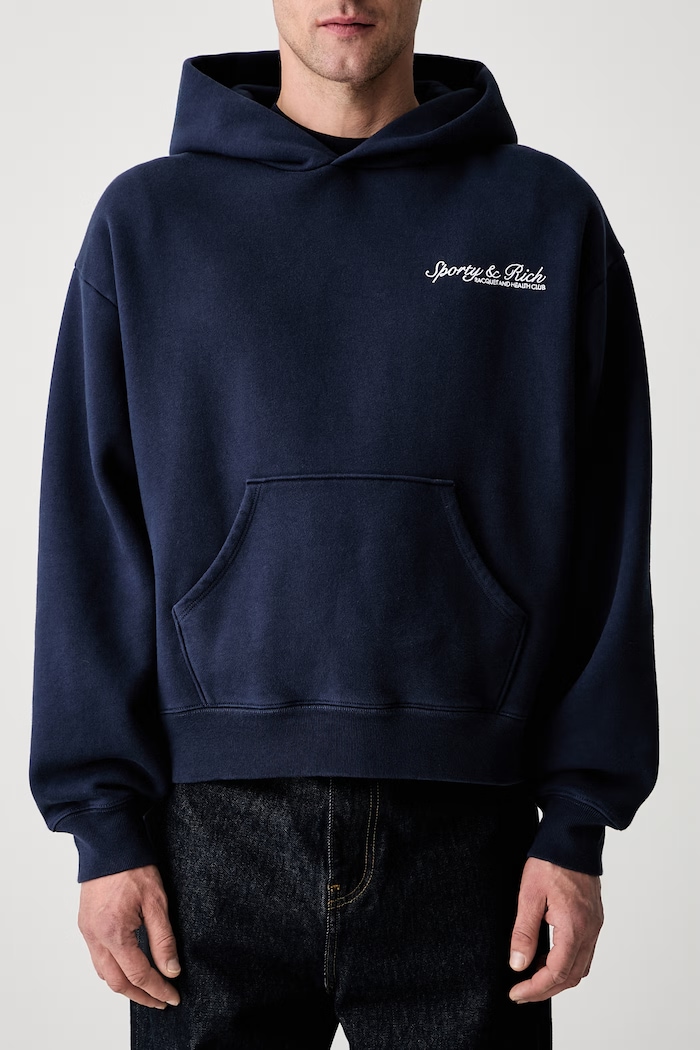 Sporty & Rich Syracuse bluza oversize bawełniana granatowy STO9575325BL106