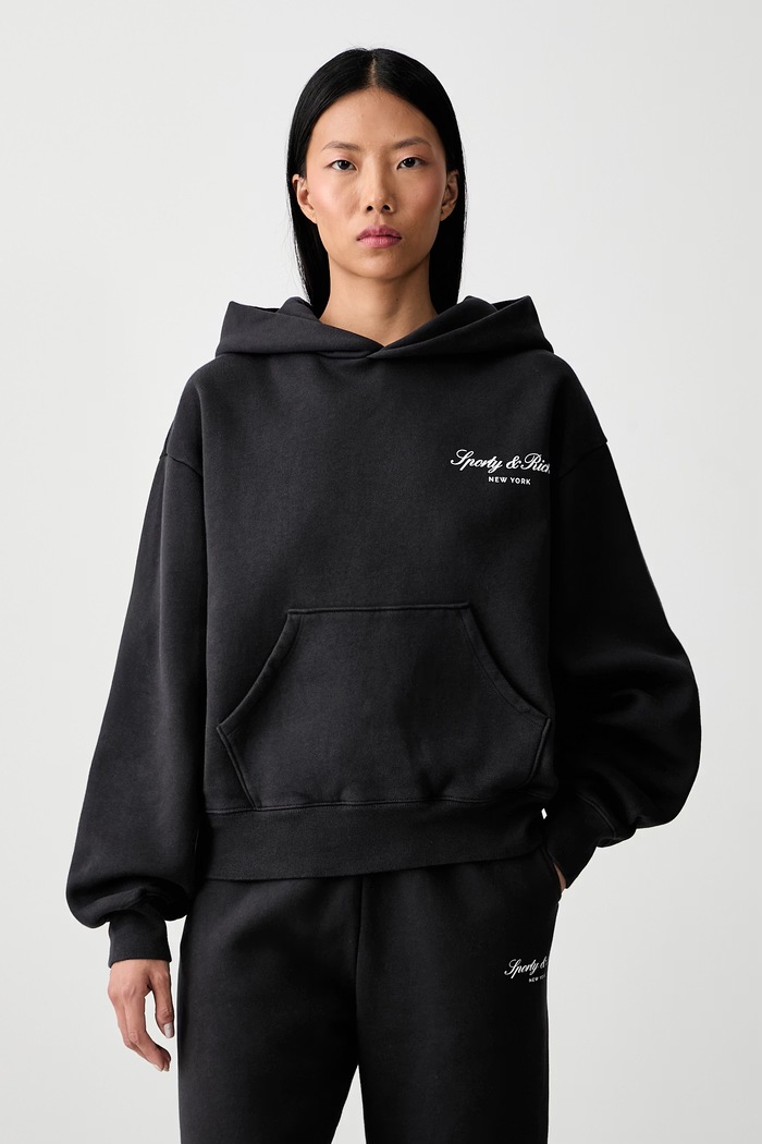 Odzież Sporty & Rich Signature NY bluza z kapturem bawełniana ST09571329BA02 czarny