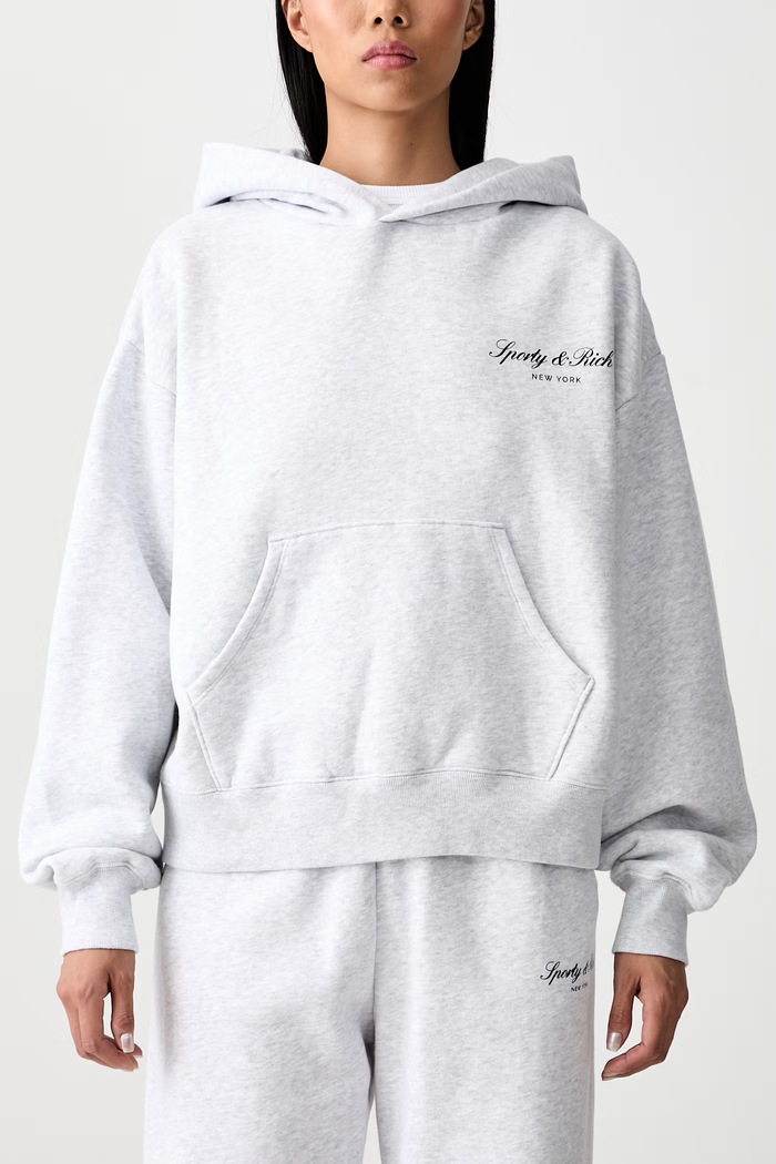 Sporty & Rich Signature NY bluza z kapturem bawełniana damska STO9571329GY03 szary