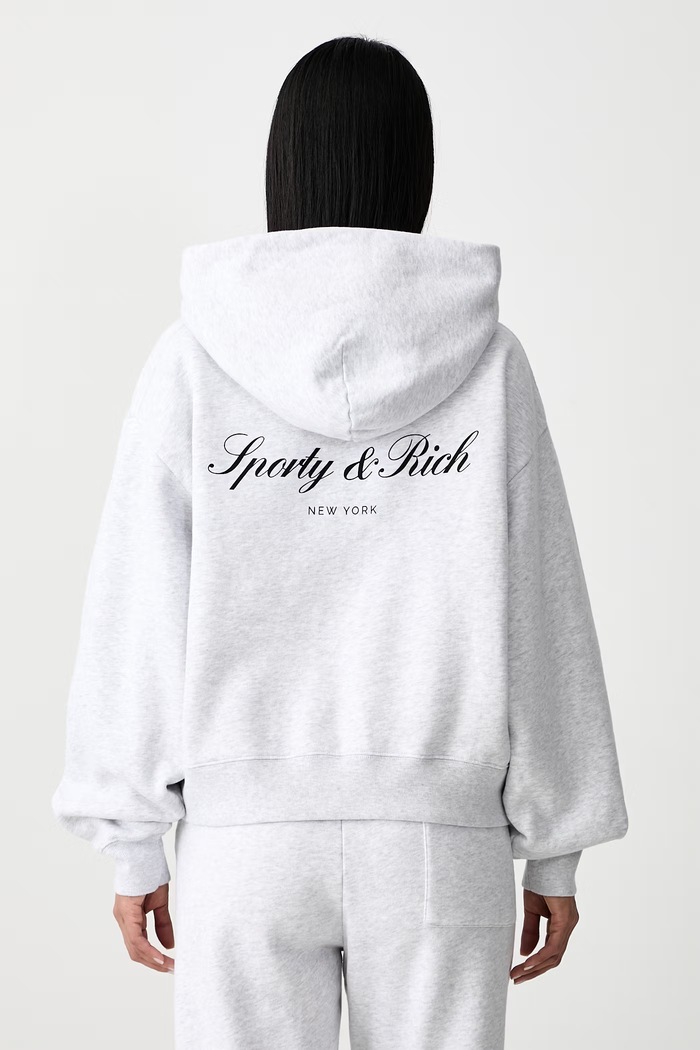 Sporty & Rich Signature NY bluza z kapturem bawełniana damska szary STO9571329GY03