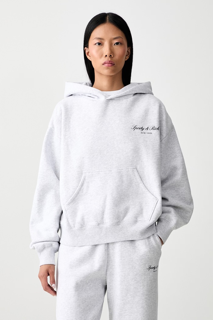 Odzież Sporty & Rich Signature NY bluza z kapturem bawełniana damska STO9571329GY03 szary