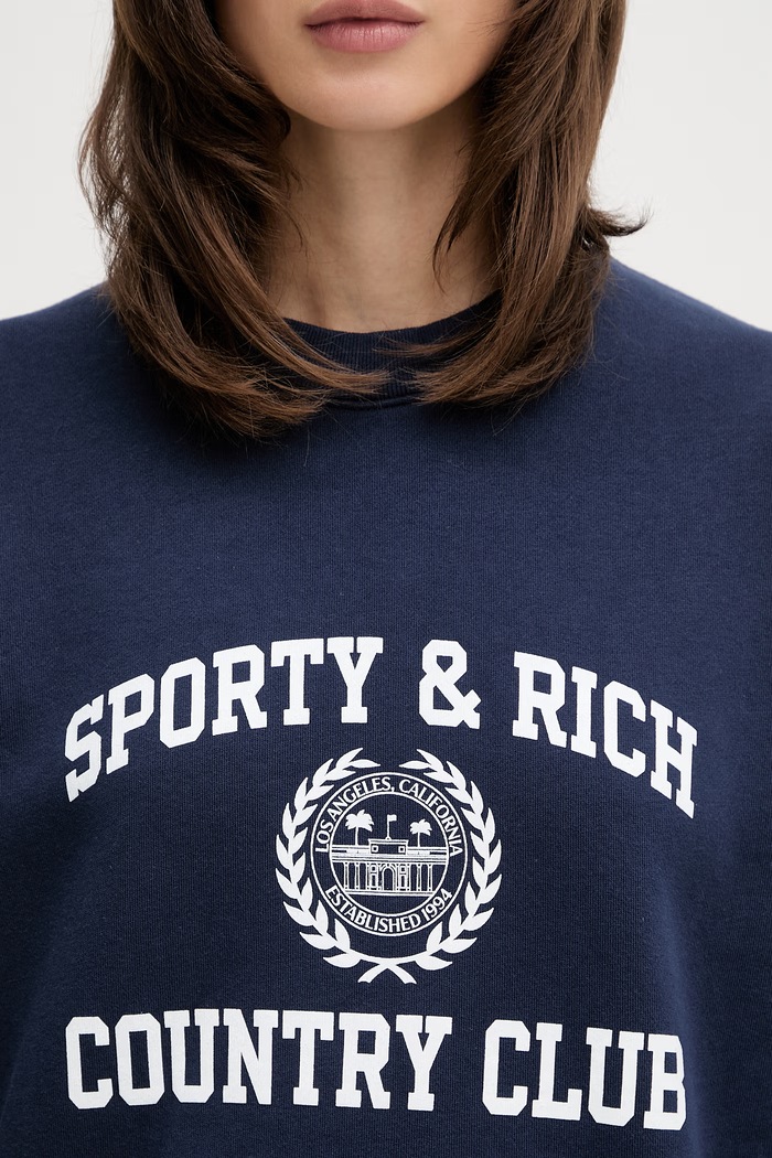 Sporty & Rich Varsity Crest μπλούζα βαμβακερή σκούρο μπλε ST09876218BL106