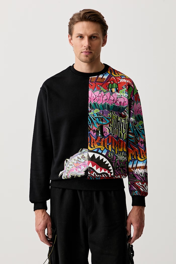 Sprayground bluza oversize bawełniana czarny SP370