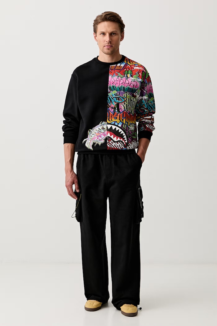 Sprayground bluza oversize bawełniana SP370 czarny SS26