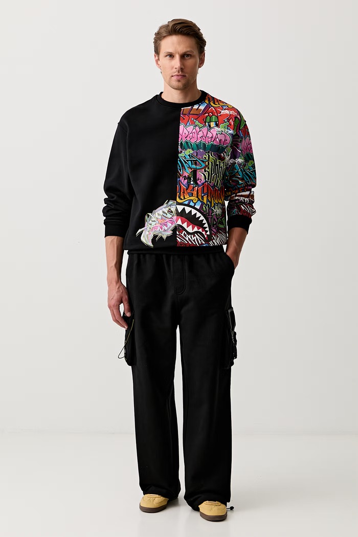 Sprayground bluza oversize bawełniana SP370 czarny SS26