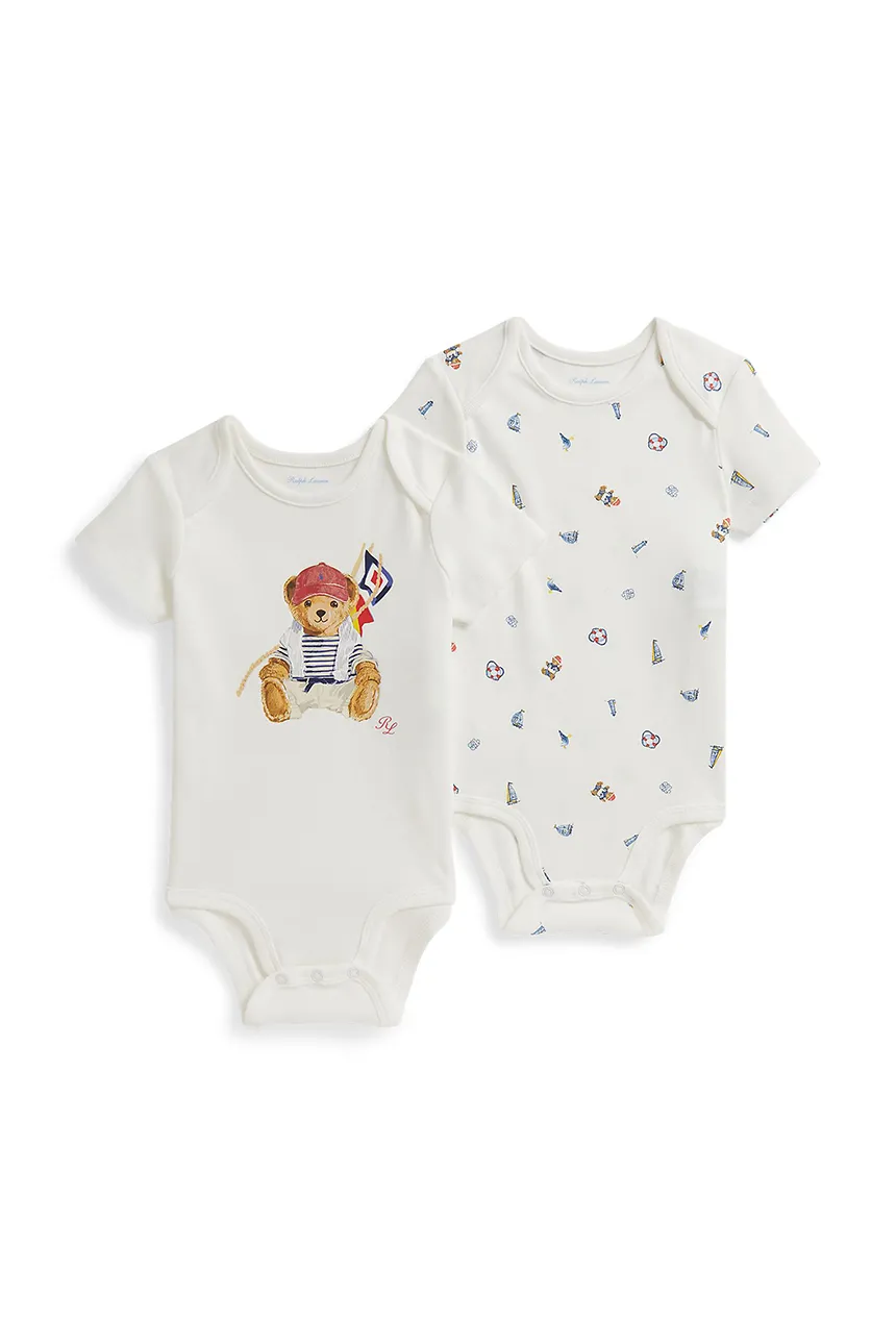 Bavlnené body pre bábätká Polo Ralph Lauren 2-pak biela 320B14078001