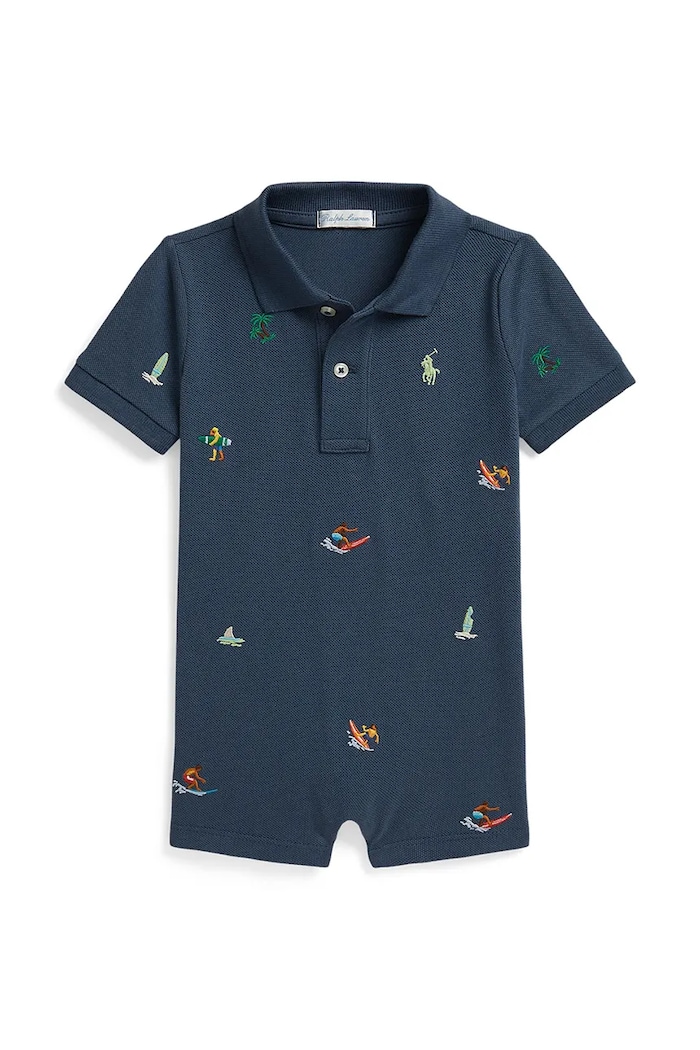 Polo Ralph Lauren salopetă scurtă pentru bebeluși de bumbac albastru 320B14128001