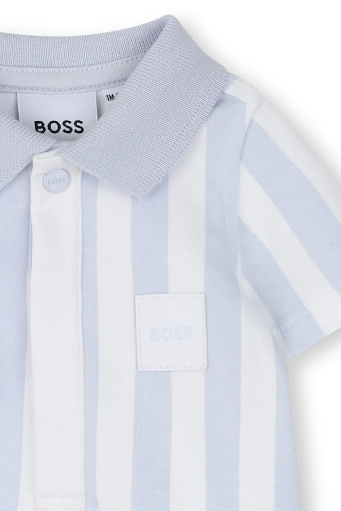 Chlapec BOSS overal dojčenský bavlnený J53032 modrá