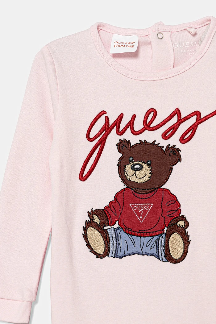 Fete Guess salopetă din bumbac pentru bebeluși H6RW01.KA6W4.PPY2.G roz