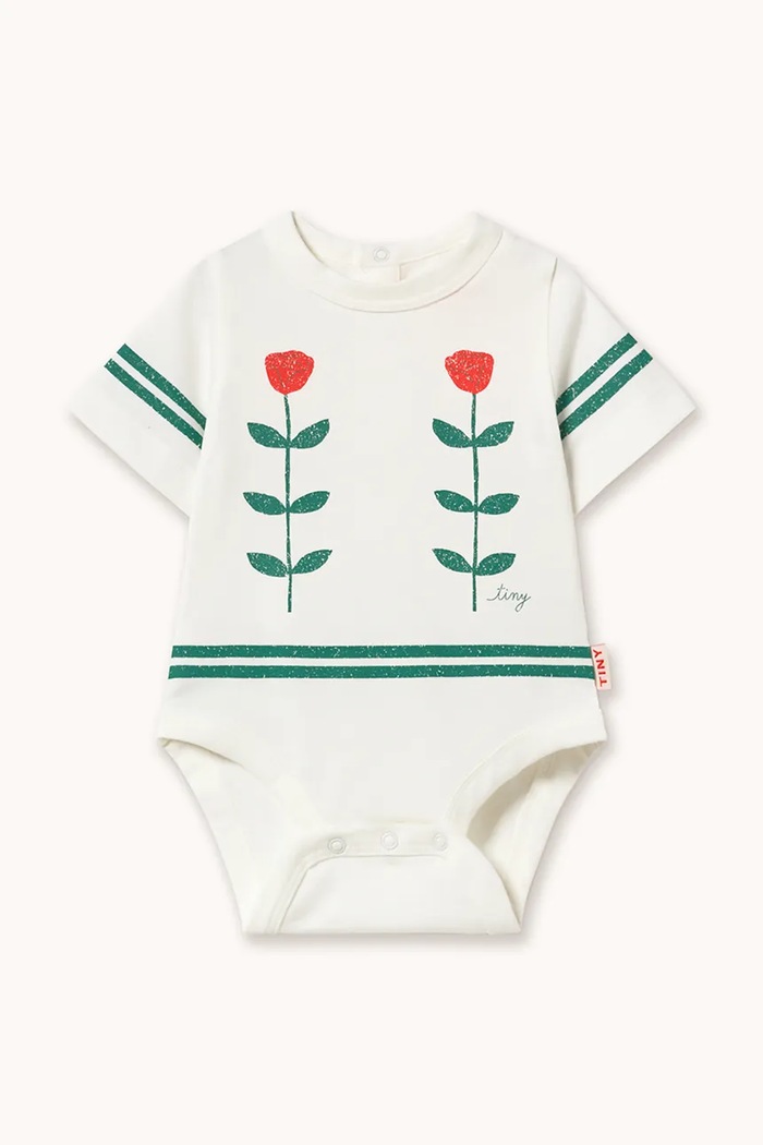 Bavlněné kojenecké body Tinycottons RED ROSES GRAPHIC BODY bílá SS26.076