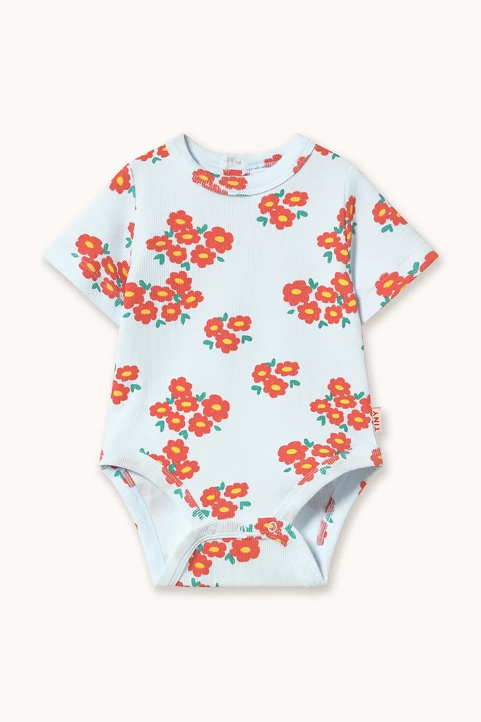 Kojenecké body Tinycottons BLOSSOMS RIB BODY bílá SS26.093