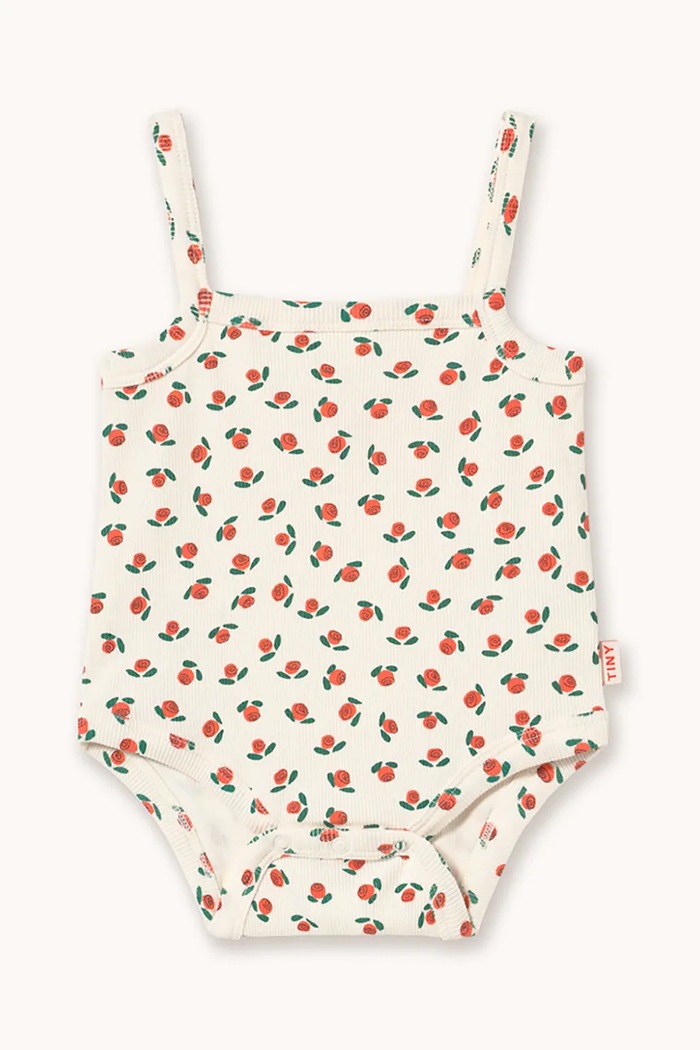 Kojenecké body Tinycottons TINY ROSES RIB SLEEVELESS BODY bílá SS26.102