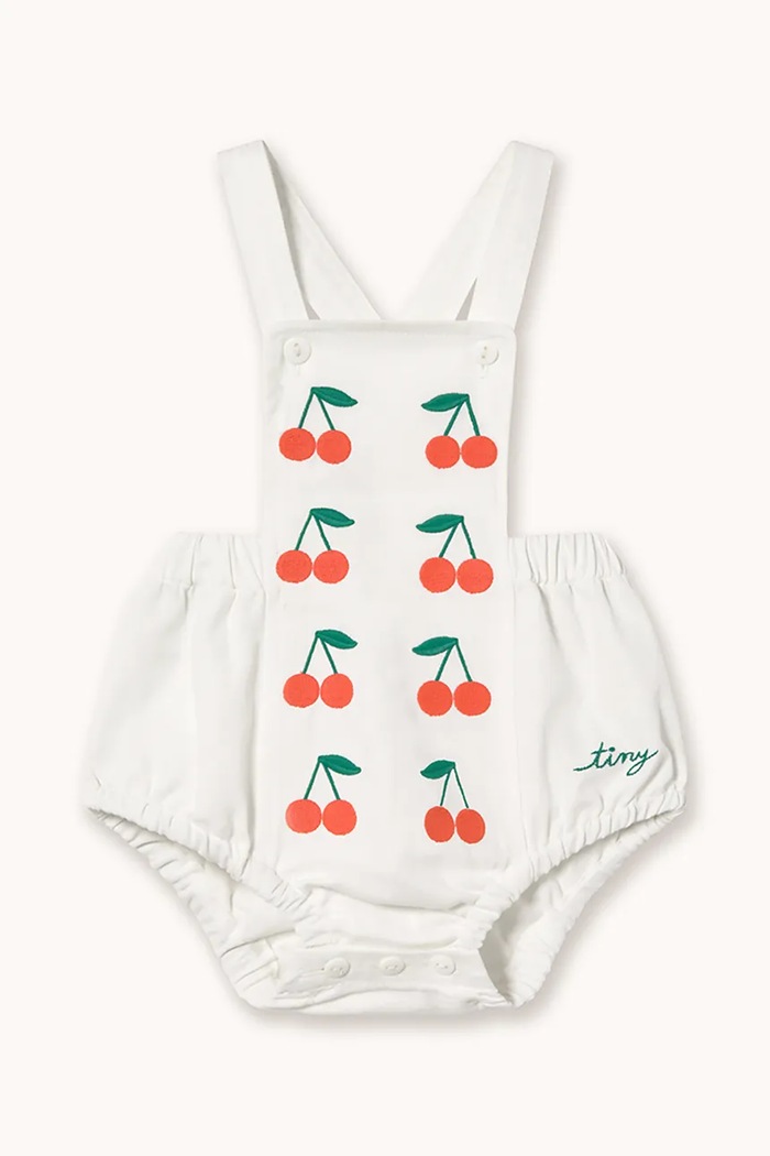 Bavlněné kojenecké body Tinycottons MINI CHERRIES TWILL BODY bílá SS26.315