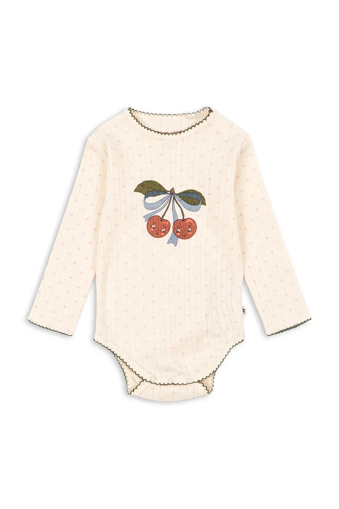 Konges Sløjd body bawełniane niemowlęce MINNIE BODY GOTS Produkt niemowlęcy beżowy KS105002.PPY2