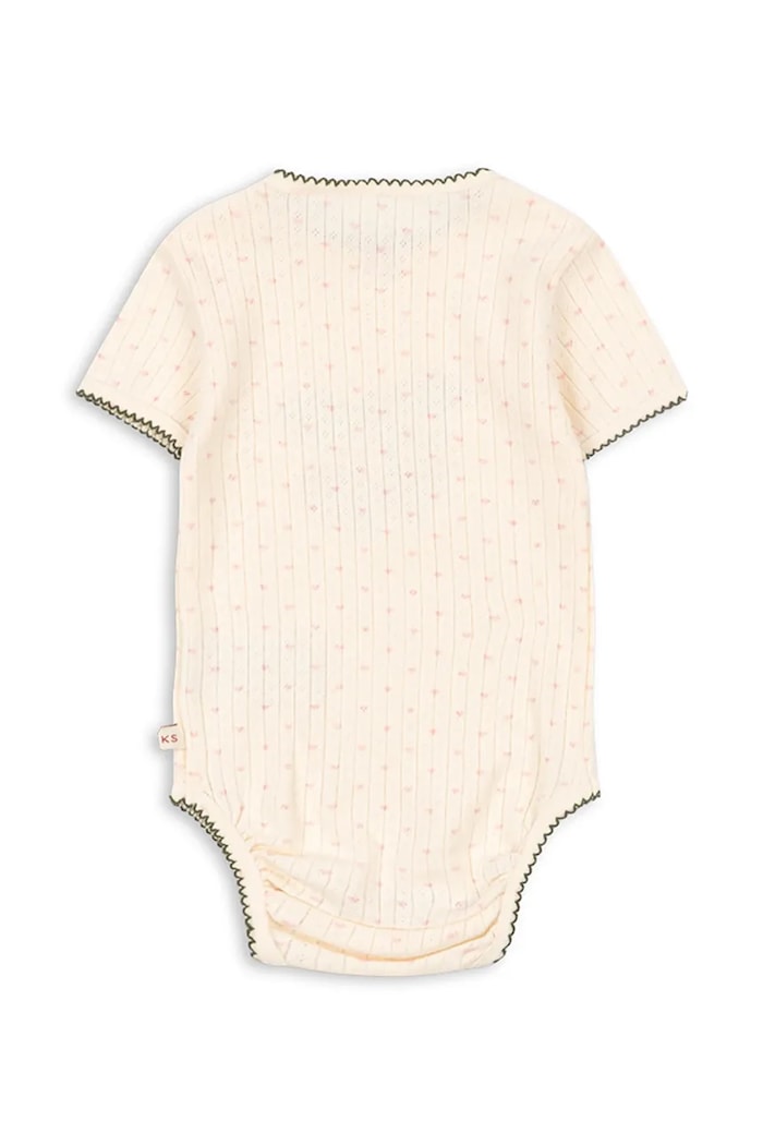 Dziewczynka Konges Sløjd body bawełniane niemowlęce MINNIE SS BODY GOTS KS105008.PPY2 beżowy