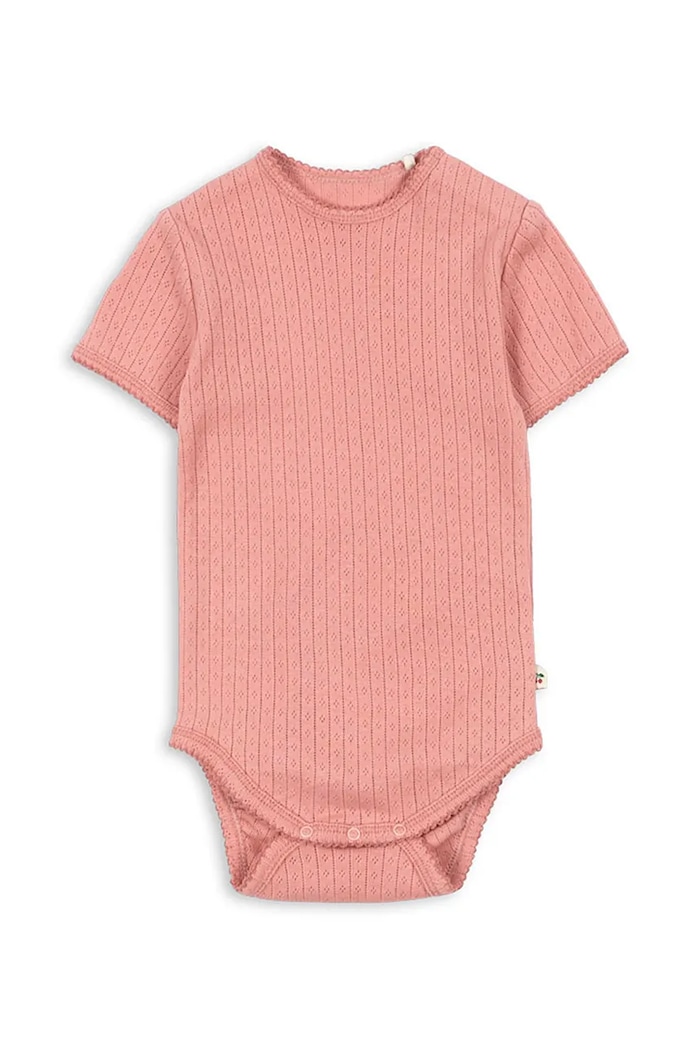 Konges Sløjd body din bumbac pentru bebeluși MINNIE SS BODY GOTS Produs pentru bebe roz KS105008.PPY2