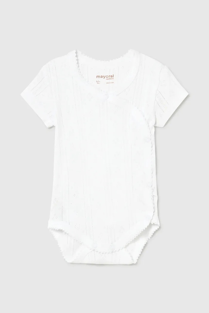 Mayoral Newborn body din bumbac pentru bebeluși alb 1701.2D.Newborn.PPY2