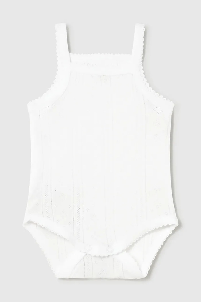 Mayoral Newborn body din bumbac pentru bebeluși alb 1702.2D.Newborn.PPY2