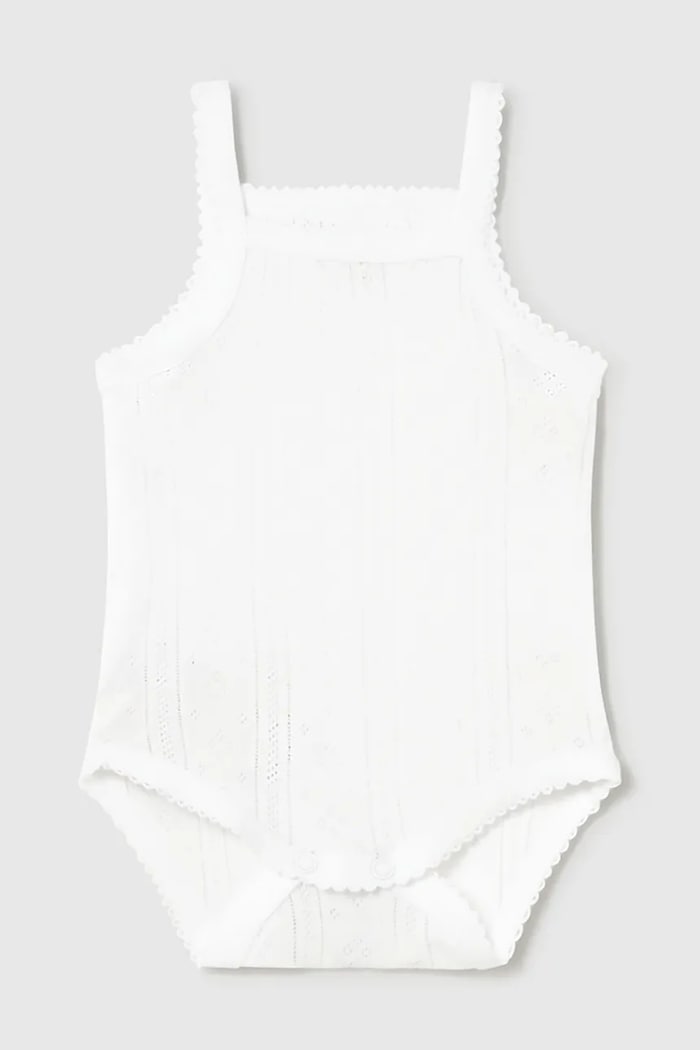 Mayoral Newborn body din bumbac pentru bebeluși alb 1702.2D.Newborn.PPY2
