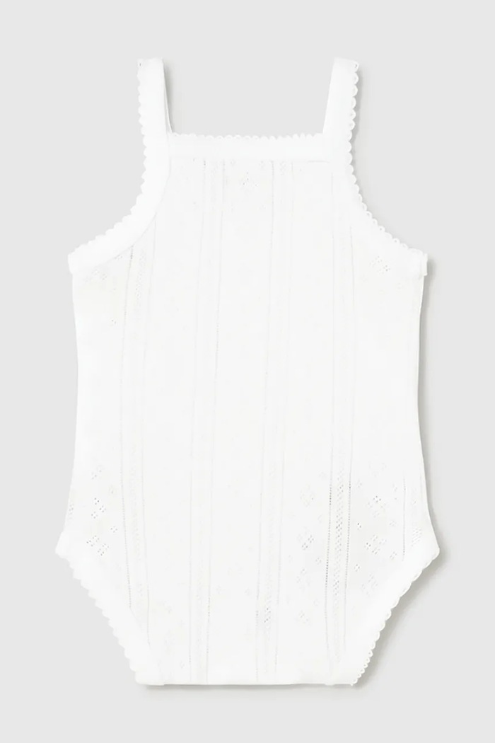 Mayoral Newborn body din bumbac pentru bebeluși 1702.2D.Newborn.PPY2 alb SS26