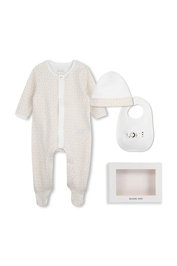 Michael Kors salopete din bumbac pentru bebeluși Gift Box bej R30545