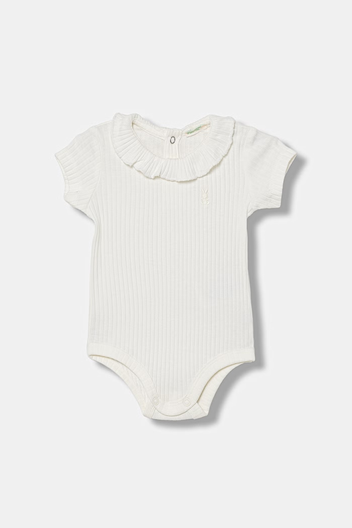 Detské bavlnené body s elastanom United Colors of Benetton biela 3F1EAB00V.W.Stagionale