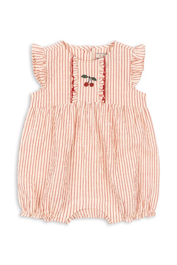Konges Sløjd overal dojčenský bavlnený ELLIE FRILL ROMPER GOTS ružová KS105345.PPY2
