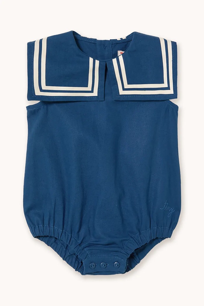 Φορμάκι μωρού Tinycottons STRIPES LINEN BODY σκούρο μπλε SS26.223