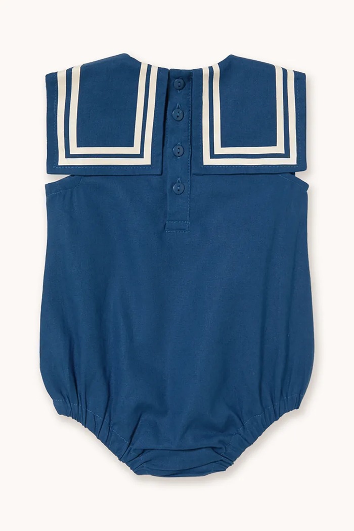 Φορμάκι μωρού Tinycottons STRIPES LINEN BODY SS26.223 σκούρο μπλε SS26