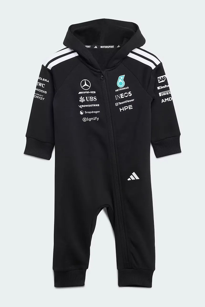 adidas Performance dojčenský overal s kapucňou z bavlny MERCEDES čierna KE5936