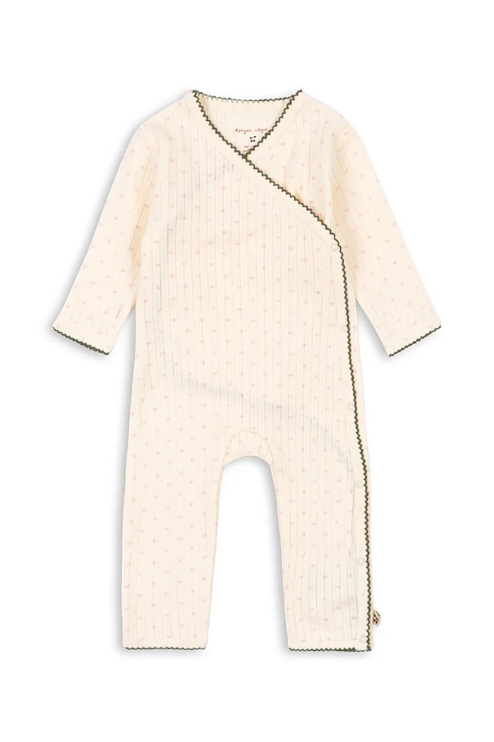 Konges Sløjd pajacyk niemowlęcy bawełniany MINNIE NEWBORN ONESIE GOTS beżowy KS105004.PPY2