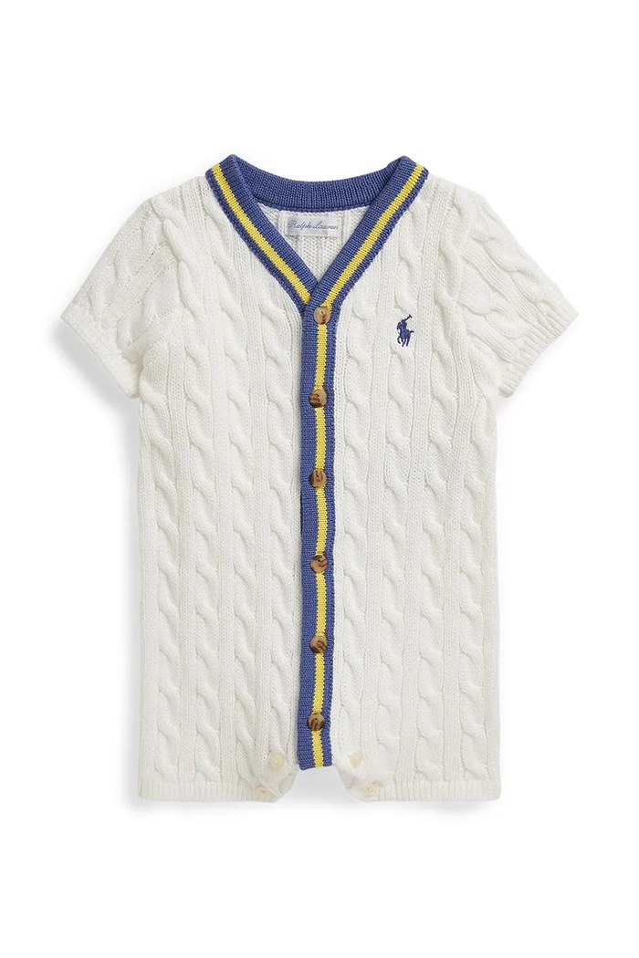 Polo Ralph Lauren salopete bebeluși din bumbac alb 320B14085001