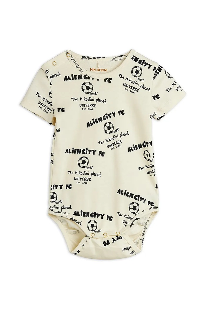 Mini Rodini body dojčenské bavlnené Alien City FC biela 26240100
