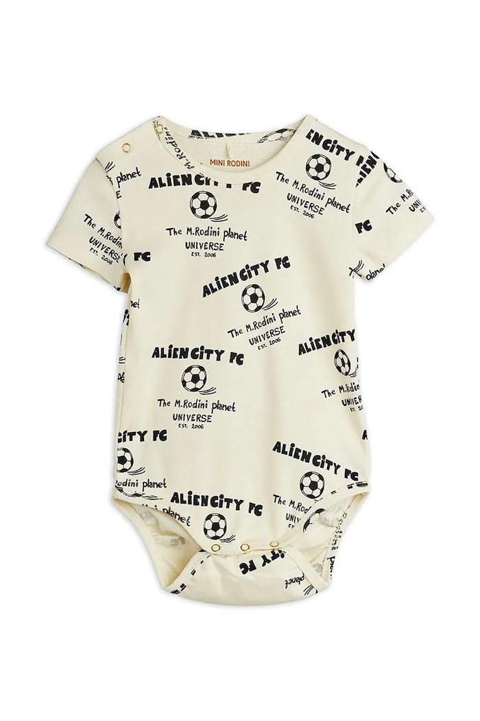 Mini Rodini body dojčenské bavlnené Alien City FC biela 26240100