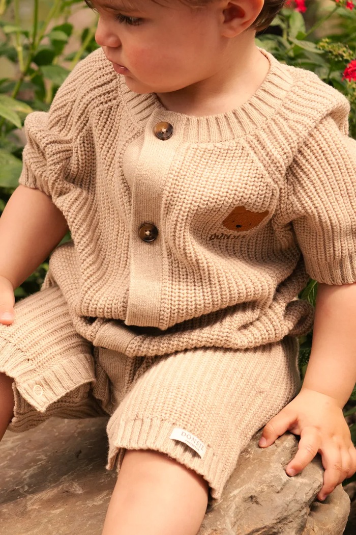 Detské overaly s prímesou vlny Donsje Dantje Jumpsuit Bear béžová 3047301