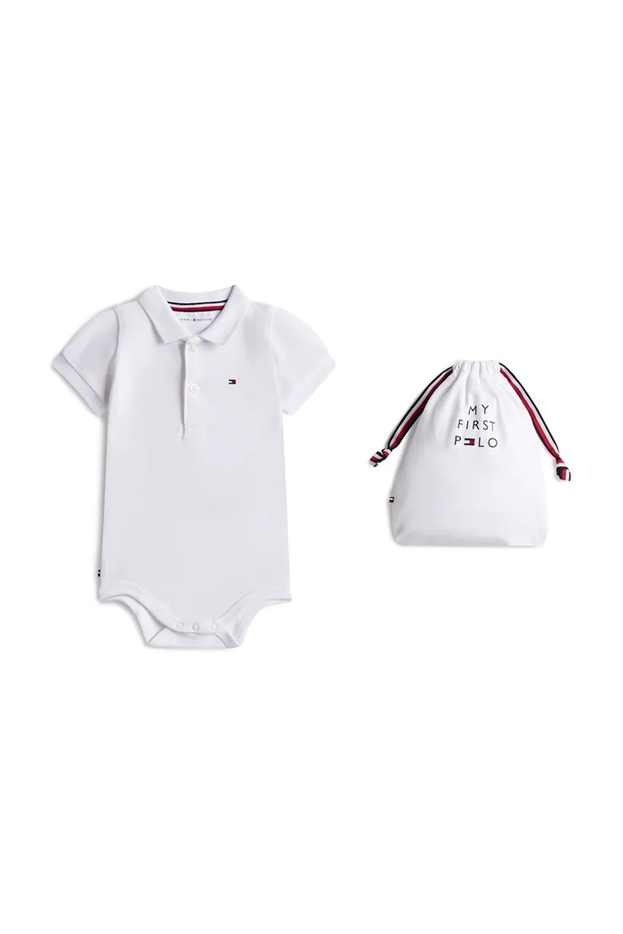 Tommy Hilfiger body dziecięce bawełniane z elastanem biały KN0KN02372.PPY2